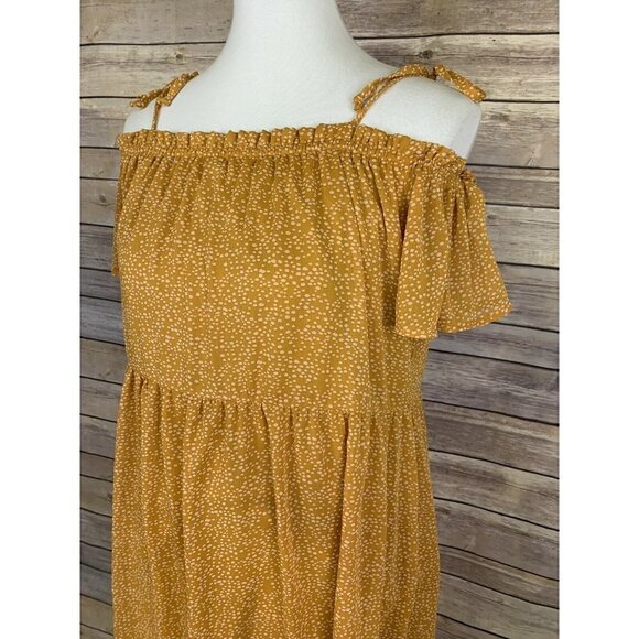 Xhilaration Womens Large Banydoll Dress Cold Shoulder Lined Polka Dot Boho - Picture 3 of 9